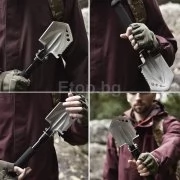 Stainless Steel Hiking Shovel Folding Outdoor Backpacking Digging Trowel with Grip Cover Outdoor Tools ACC-SHOVEL2