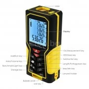 Digital Laser Distance Meter 70m (229ft) Handheld Range Finder Area & Volume Measuring Tools Meter Tester with Backlight and Spirit Bubble Level, ±1mm accuracy DIS-61 eTop