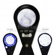 Бижутерска лупа 10х увеличение, LED и UV светлина Бижутерска лупа 10х увеличение, LED и UV светлина GEM-246 eTop