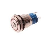 Бутонен превключвател, моментен, 19мм, DC12-24V, червена подсветка