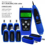 Мултифункционален мрежови/LAN кабел тестер с 8 far-end тестови жака Multipurpose Network LAN Cable Tester w/ 8 far-end test jacks N03NF-388 eTop