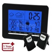 In/Out Temperature Wireless Weather Station DCF Radio Controlled Clock 2 Sensor S08S3318BL 2S eTop