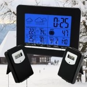 In/Out Temperature Wireless Weather Station DCF Radio Controlled Clock 2 Sensor S08S3318BL 2S eTop