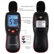 Уред за измерване нивото на звука 30 ~ 130dBA, шумомер, децибелометър SLM-267 eTop