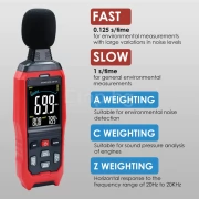 Шумомер, звуков регистратор, A / C / Z претегляне, обхват 30 ~ 130 dB Шумомер, звуков регистратор, A / C / Z претегляне, обхват 30 ~ 130 dB SLM-390