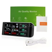 Монитор за CO2, формалдехид (HCHO), (TVOC), AQI индекс, PM2.5, PM10, влажност и температура Монитор за CO2, формалдехид (HCHO), (TVOC), AQI индекс, PM2.5, PM10, влажност и температура AQM-388