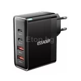 Бързо зарядно устройство GaN 100W 2x USB-А, 2x USB-C, черен цвят