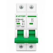 Автоматичен предпазител, MCB, DC 500V, 16A за фотоволтаични системи ETBA-63-16A E-etop