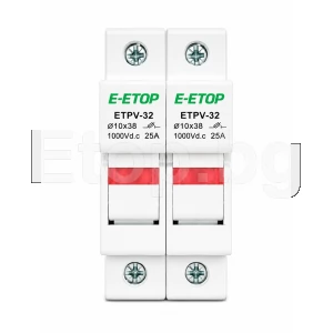 E-ETOP ETPV-32, двоен държач за стопяеми предпазители, DC1000V, 32A