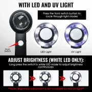 Лупа 10X с LED и UV осветление за бижута, монети, марки и електроника GEM-521