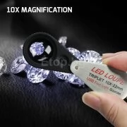 Професионална презареждаема LED лупа с 10X увеличение, триплетна леща и 4 режима на осветление Професионална презареждаема LED лупа с 10X увеличение, триплетна леща и 4 режима на осветление GEM-535