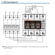 Reletek RPVA3-63A трифазен защитен модул за напрежение и ток 3P+N 50–450V до 63A DIN монтаж RPVA3-63A Reletek