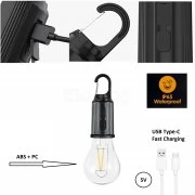 Акумулаторна LED къмпинг лампа, стандартна форма, топла жълта светлина T01