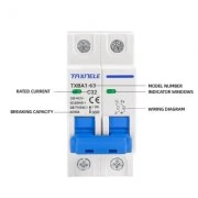 Aвтоматичен прекъсвач (MCB), 63A, 2P, AC 230/400V Aвтоматичен прекъсвач (MCB), 63A, 2P, AC 230/400V TXBA1-63 Taxnele