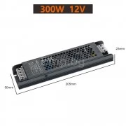 Захранване за LED лента 12VDC, 300W, 25A, Метален тънък корпус S-300W-12V