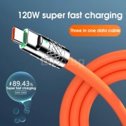 USB силиконов кабел за бързо зареждане 120W Micro usb, Type C, IOS 3Cable120w E-ETOP