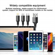 USB кабел за зареждане 2.4А max Micro usb, Type C, IOS 3Cable2A