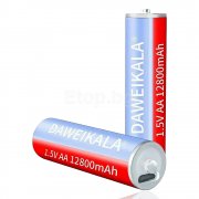 Презареждаема li-ion батерия АА 1.5V, 12800mAh, USB Type C, 2 бр. AA-12800 Daweikala