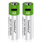 Презареждаема li-ion батерия АА 1.5V, 3800mAh, USB Type C, 2 бр. AA-3800 Daweikala