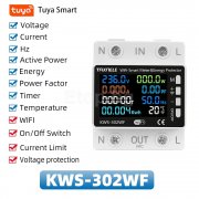 WIFI Интелигентен превключвател, измервател на напрежение и мощност, таймер, защита на напрежението KWS-302WF Taxnele