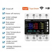 Трифазен WiFi електромер с защити KWS-306WF, DIN монтаж, 85-290V AC, до 80A, 23kW, Tuya Smart KWS-306WF Taxnele
