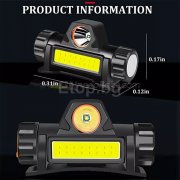 LED Челник с магнит, 300 lm, USB зареждане, XPE + COB LED828