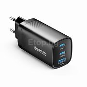 Бързо зарядно за телефон GaN, 65W, 1x USB-А, 2x USB-C RCE-6501