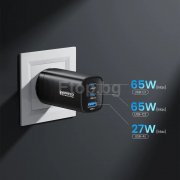 Бързо зарядно за телефон GaN, 65W, 1x USB-А, 2x USB-C RCE-6501