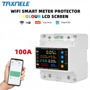 Монофазен WIFI смарт електромер, цветен дисплей и множество защити Tuya Smart Life 100А TVPS1-100SP Taxnele
