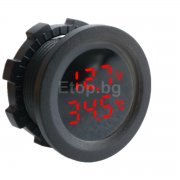 Водоустойчив цифров волтметър 12 - 24V и термометър VT-RED E-ETOP